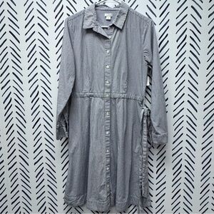 J. Crew Long Sleeve Gray Striped Dress